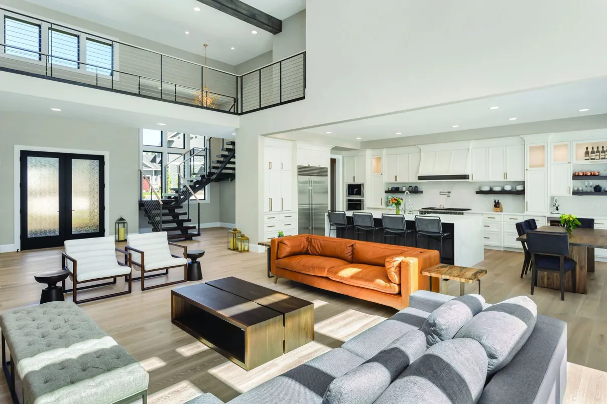 Modern open-concept kitchen and living space renovation by Barin Homes in the Twin Cities